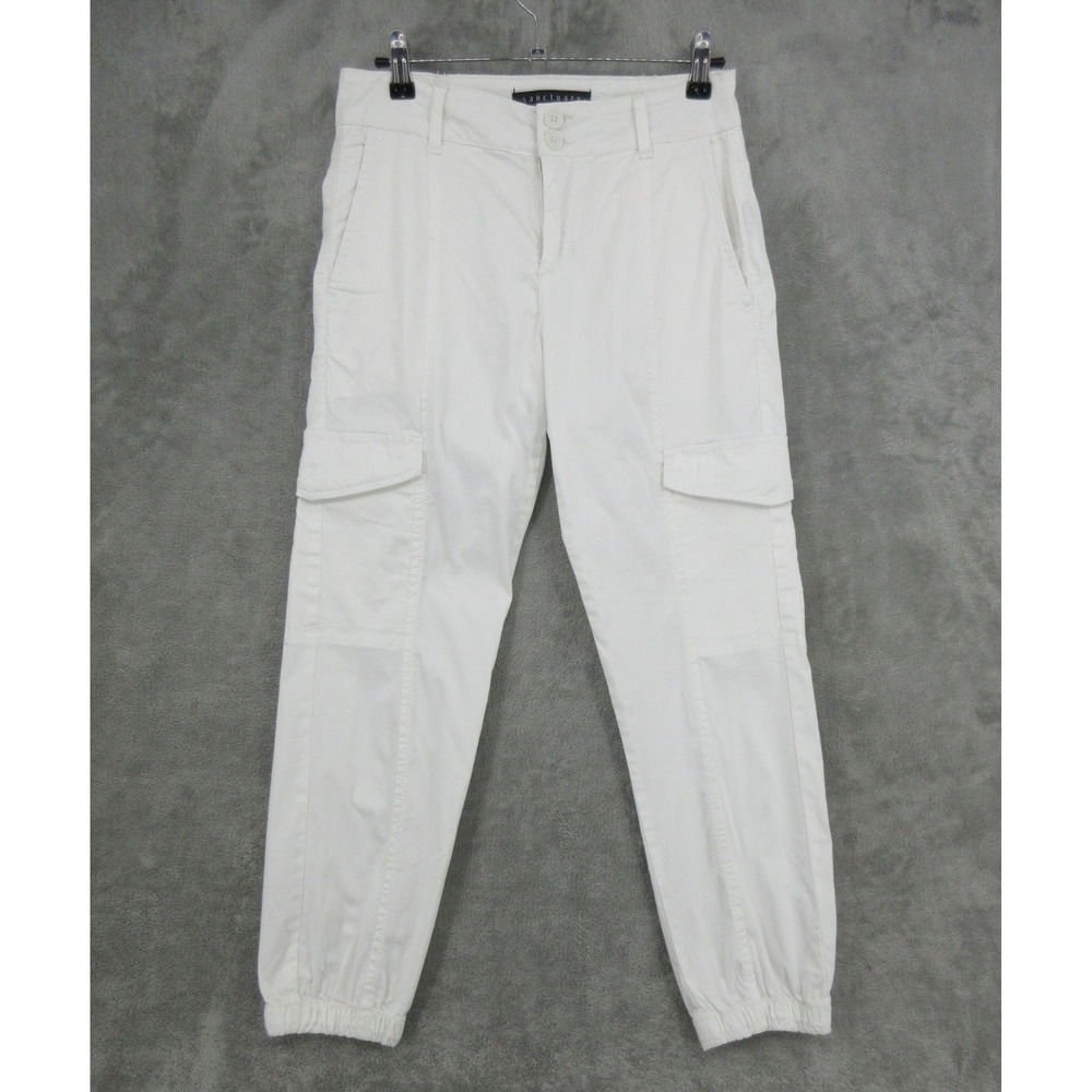Sanctuary Pants Womens‎ 26 Cargo Jogger Pockets Utility Athleisure Casual White